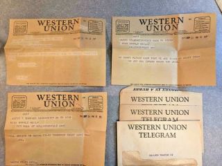 1943 - 3 Vintage Western Union Telegrams With Envelopes.
