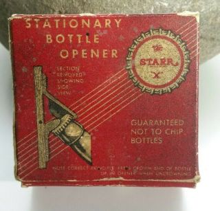 Vintage 1920 ' s Coca Cola Starr X stationary bottle opener with box 2