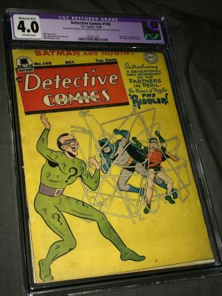 Detective Comics 140 Cgc 4.  0 Ow (b - 3) 1st Riddler - Dc - 1948 - Batman Villain - Ga - Key