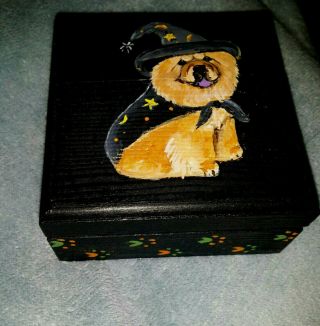 Small Hand Painted Chow Halloween Box By Useableart