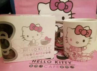 Nib Hello Kitty Cafe Exclusive Ceramic Silver Bow Mug Cup,  14 Oz,  Le Rare