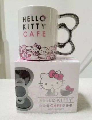 NIB Hello Kitty Cafe Exclusive Ceramic Silver Bow Mug Cup,  14 oz,  LE Rare 4