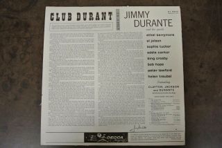 SIGNED Jimmy Durante - Club Durant LP Decca DL 9049 mono promo vinyl autograph 3