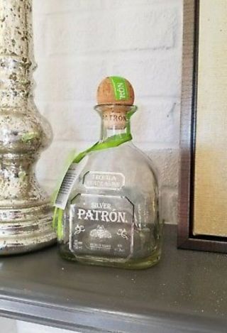 Silver Patron Tequila 100 De Agave Empty Bottle 750 Ml Great For Crafts