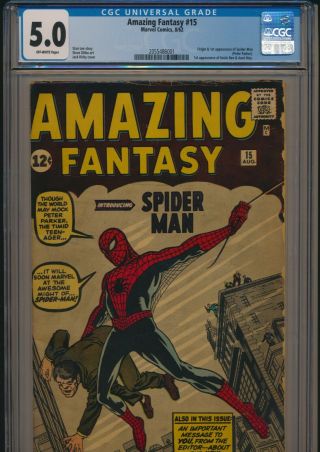 Marvel Fantasy 15 1962 Cgc 5.  0 Origin/1st App Spider - Man Huge Key Issue