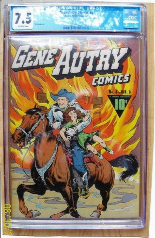 Gene Autry Comics,  No.  4,  Fawcett,  Cgc 7.  5 (vf -),  Tll Goodan Art Off - White Pages