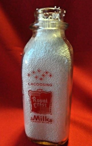 Cacoosing Royal Crest Dairy From West Lawn,  Pa.  Red Pint Milk Bottle
