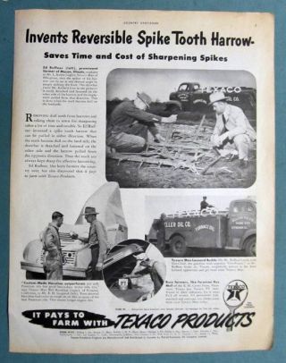 Large 1950 Texaco Photo Endorsed Ad Ed Ruffner Of Mason Illinois