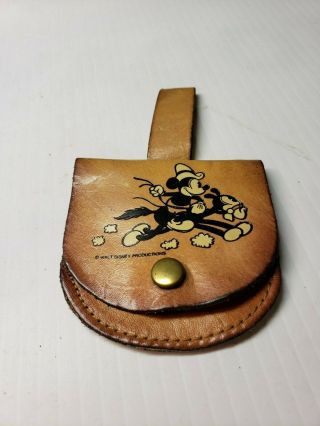 Rare Vintage Walt Disney Mickey Mouse Get A Horse Leather Wallet Money Pouch
