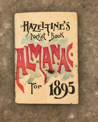 Vintage 1895 Hazeltine’s Pocket Book Almanac
