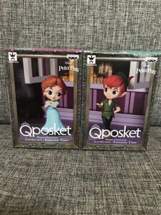 Banpresto Q Posket Qposket Disney Characters Petit Peter Pan And Wendy Set Japan