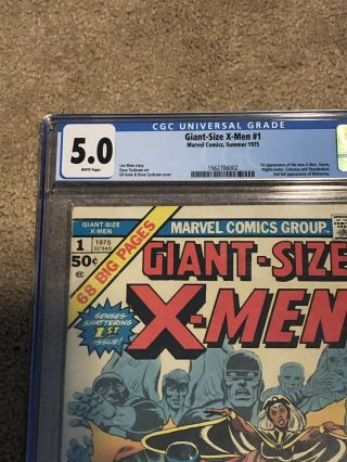 Giant - Size X - Men 1 CGC 5.  0 | Marvel 1975 | 1st X - Men Team White Pages 2