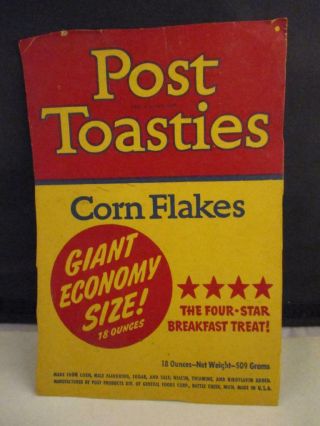 Vintage Post Toasties Corn Flakes Cereal Box Advertising Display Cardboard