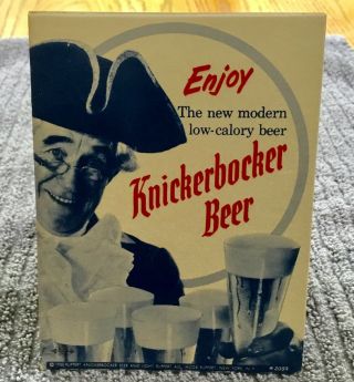 1950s Knickerbocker Beer Cardboard Sign Patriot Mascot Glasses Ny Advertising