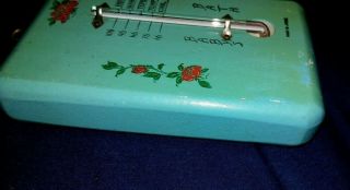 Vintage 1950 ' s Baby ' s Bath wood block thermometer with painted on Flowers 4
