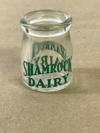 Vintage Euc Shamrock Dairy Glass Creamer Bottle Green Tucson,  Arizona D64