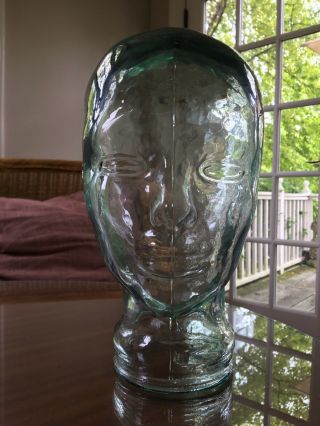 11” Gorgeous Vintage Clear Glass Mannequin Head (hat Display,  Etc)