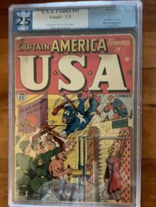 Usa Comics 11 - 1944 - Captain America - Bondage - Torture - Wwii - Timely Golden - Age
