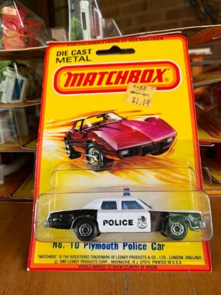 Vintage Lesney Matchbox Superfast 10 Metro Police Car Plymouth Gran Fury