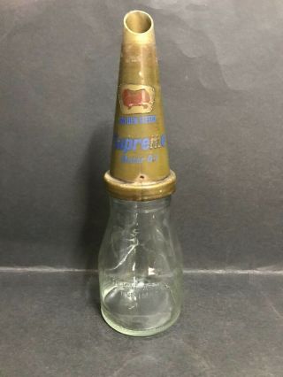 Golden Fleece Supreme Motor Oil Plastic Top On One Imperial Pint Bottle