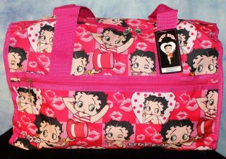 Betty Boop Pink Tote Bag Canvas Duffel Travel Carry On Bag - Nwt