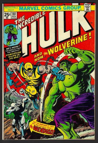 Incredible Hulk 181,  pgx 9.  0 looks NM/MT 9.  8.  see scans 1st Full Wolverine App 3
