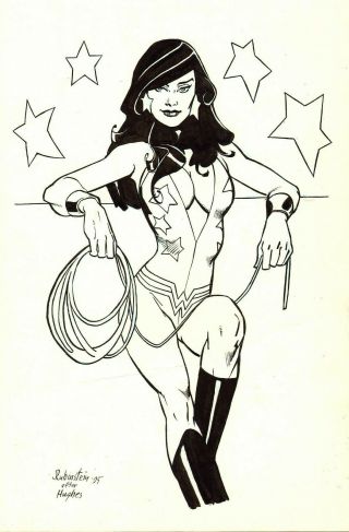 Joe Rubinstein Wonder Girl Art (after Adam Hughes) 10 X 15 Bristol Board