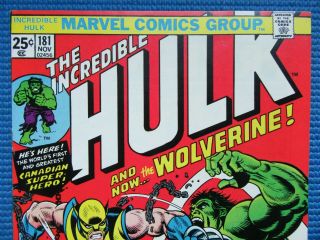 INCREDIBLE HULK 181 - (NM -) - 1ST FULL APP OF THE WOLVERINE/HIGH GRADE - W/PGS 4