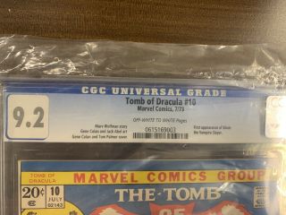 Tomb Of Dracula 10 First Appearance Of Blade Marvel Comics Cgc 9.  2