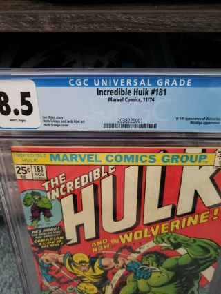 Incredible Hulk 181 First Full Appearance Wolverine CGC 8.  5 2