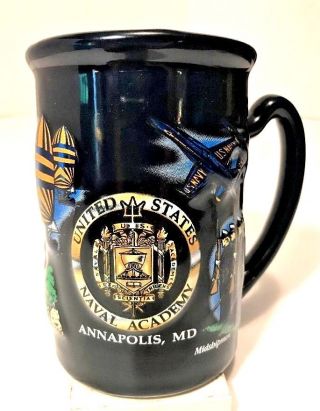 Us Naval Academy Ceramic Beer Stein Blue 3d Souvenir Collectible Porcelain Mug