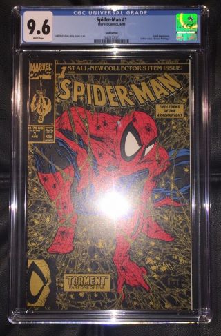 Spider - Man 1 Gold Variant Cgc Graded 9.  6 1990 Marvel Comic Book Mcfarlane Cover