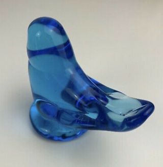 Blue Bird Of Happiness Glass Figurine Signed & Dated Leo Ward 1988 Bluebird