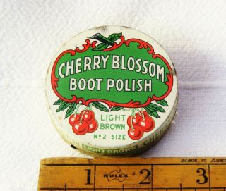 No.  2 Size Cherry Blossom Shoe Boot Polish Tin - Light Brown