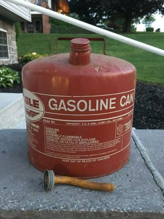 Vintage Eagle 5 Gallon Metal Gas Gasoline Can Model M5 Usa Spout