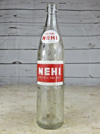 Vintage " Nehi Soda Bottle " One Pint 16 Oz Red Label