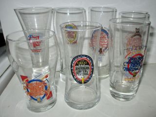 7 Assorted Great American Beer Festival Tasting Glasses Colorado Different Years