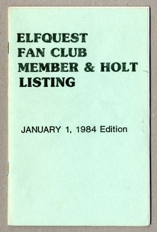 Elfquest Fan Club Member And Holt Listing (warp Graphics) 2 1984 Fn 6.  0