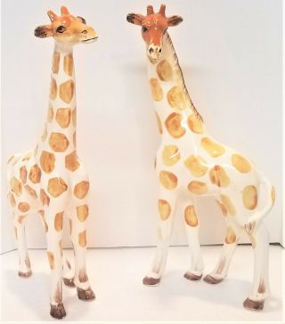 Pair Life - Like Hand Painted Ceramic Giraffe Figurine 11 " Tall / 06