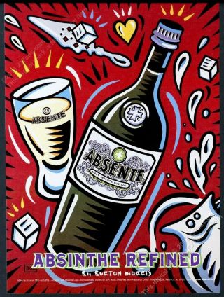 2001 Absente Absinthe Refined Bottle Burton Morris Art Vintage Print Ad