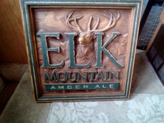 Vintage 1994 Beer Sign Elk Mountain Amber Ale 3d Art Bar Decor Rustic Faux Wood