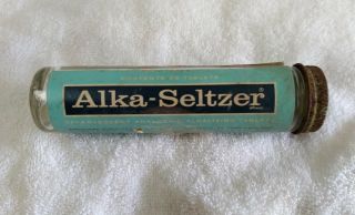 Antique Vintage Alka Seltzer Bottle Fairly Good Label