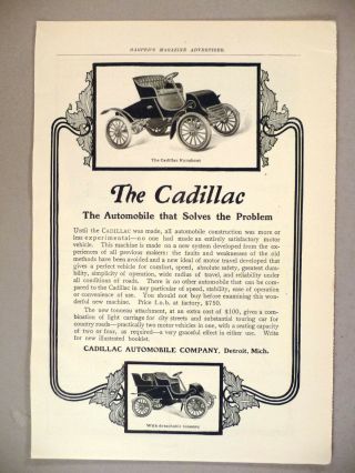 Cadillac Runabout Automobile Print Ad - 1903