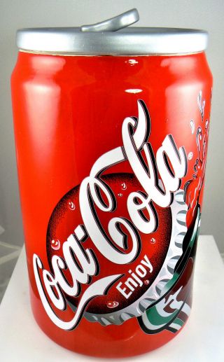 Coca Cola Can Ceramic Porcelain Coke Canister Cookie Jar 10.  5 "