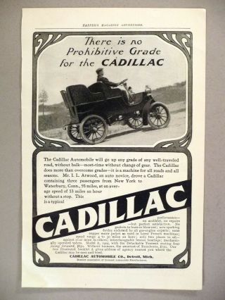 Cadillac Automobile Print Ad - 1904 There Is No Prohibitive Grade
