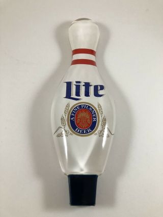 Vintage Miller Lite Acrylic Bowling Pin Beer Keg Tap Handle Pull