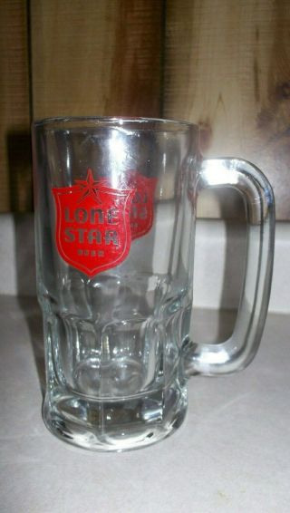 Vintage Lone Star Beer Red Shield Heavy Glass Mug Tall,  Anchor Hocking