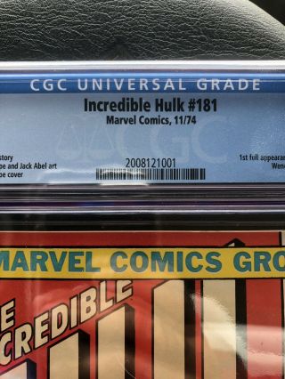 Incredible Hulk 181 CGC 9.  2 White Pages 1st appearance of The Wolverine 3