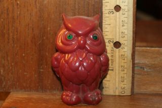 Vintage 3 " Blow Mold Plastic Owl " Jeweled " Eyes