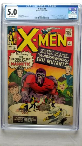 X - Men 4 Cgc 5.  0 Vg/f 1st Appearance Quicksilver Scarlet Witch